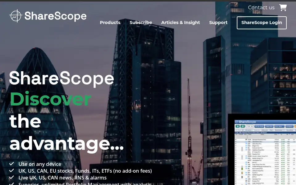 Screenshot of sharescope.co.uk