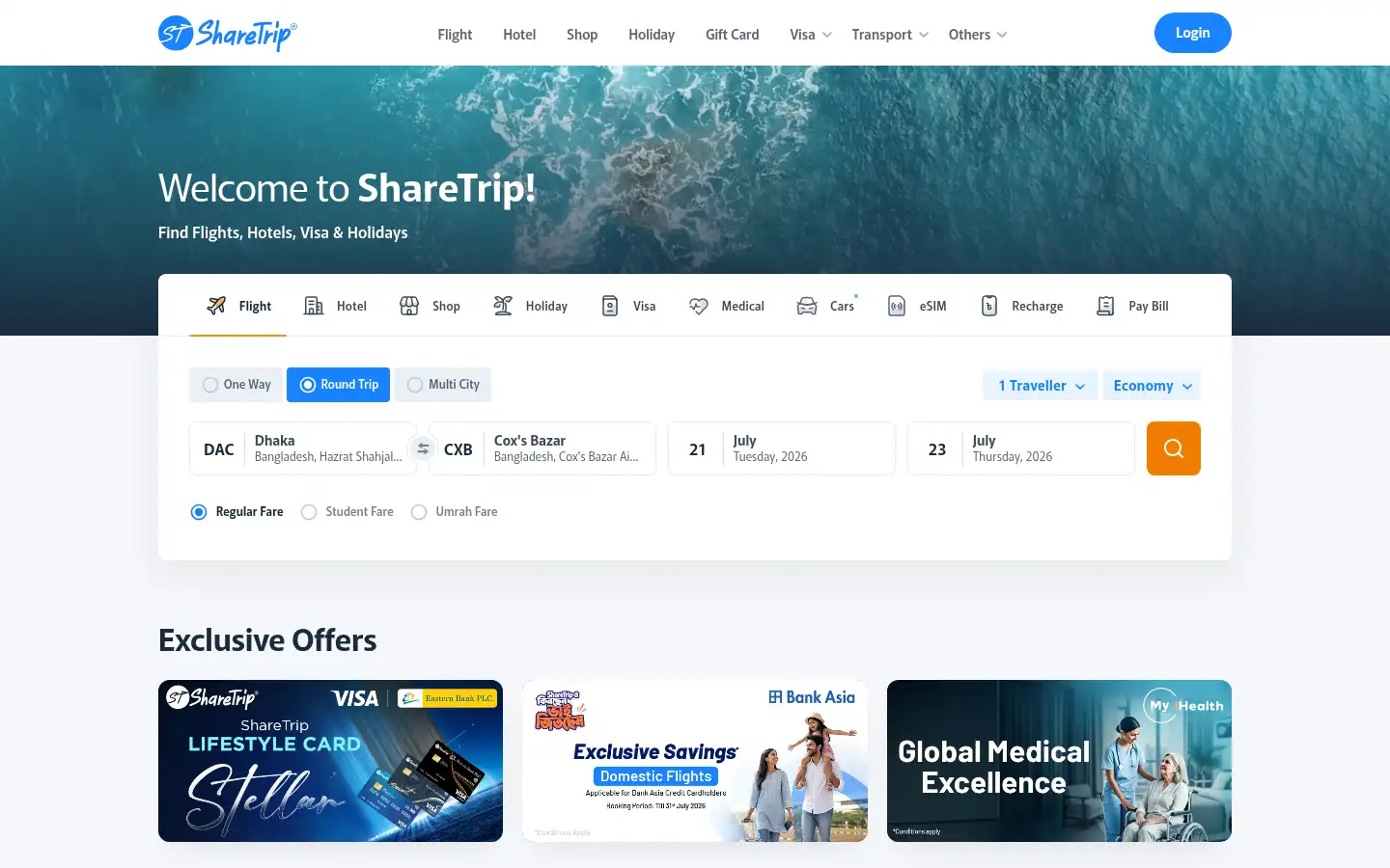Screenshot of sharetrip.net