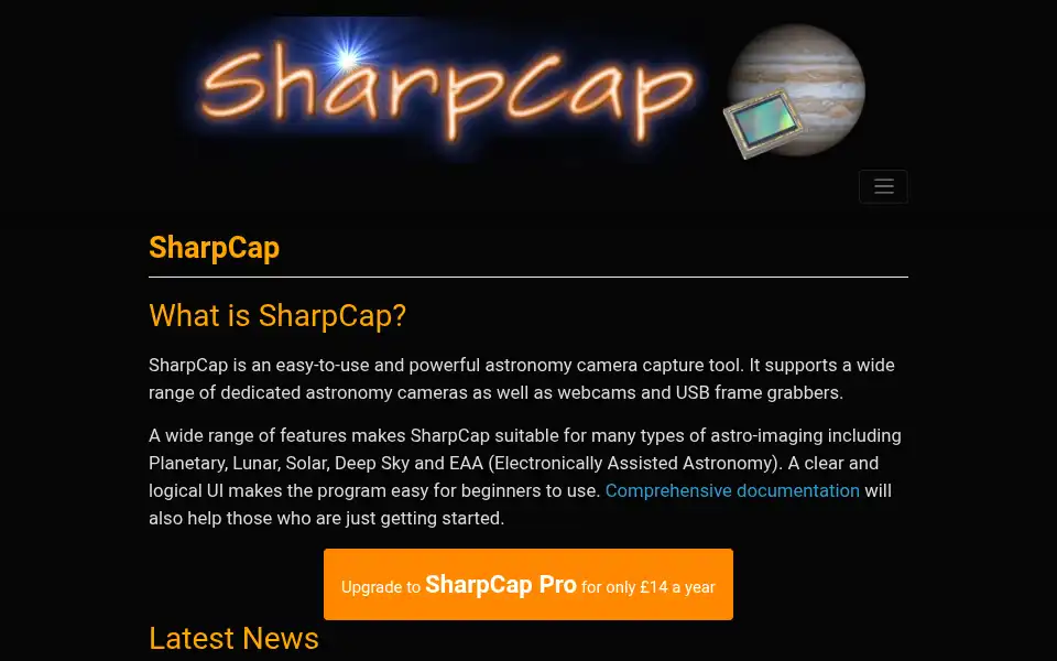 Screenshot of sharpcap.co.uk