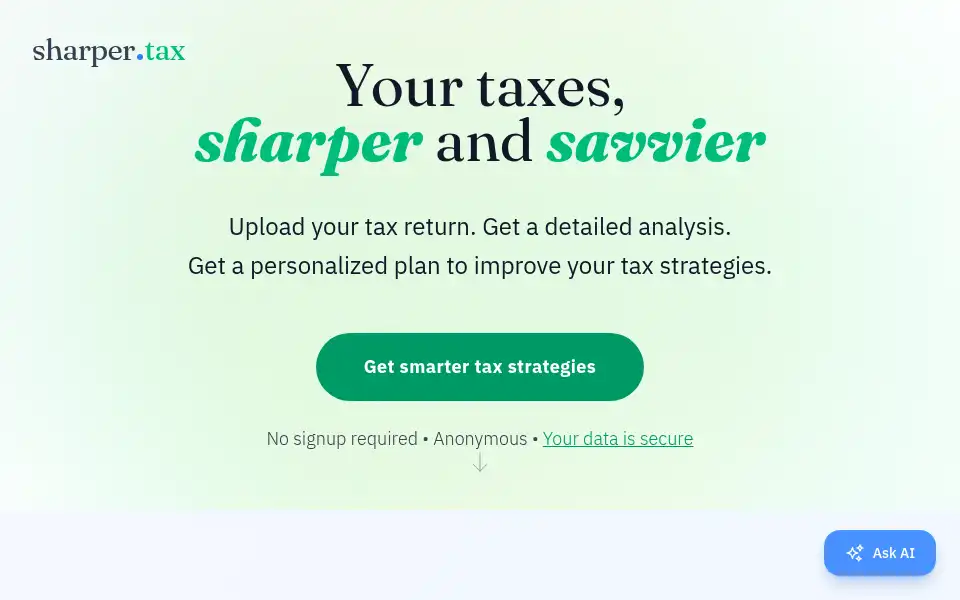 Screenshot of sharper.tax