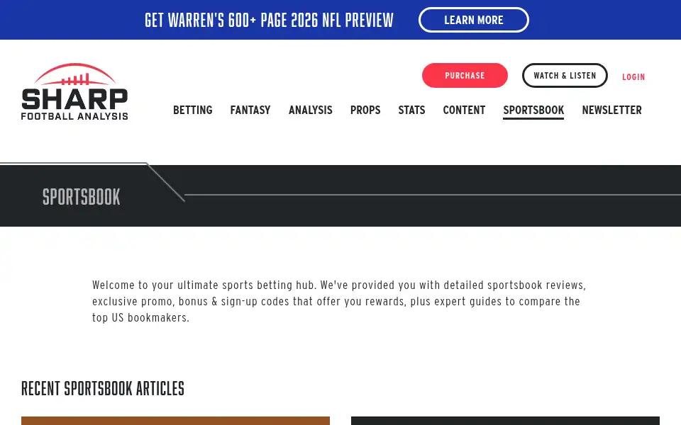Screenshot of sharpfootballanalysis.com