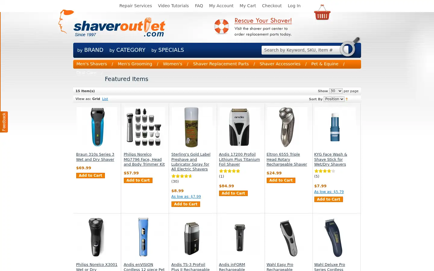 Screenshot of shaveroutlet.com