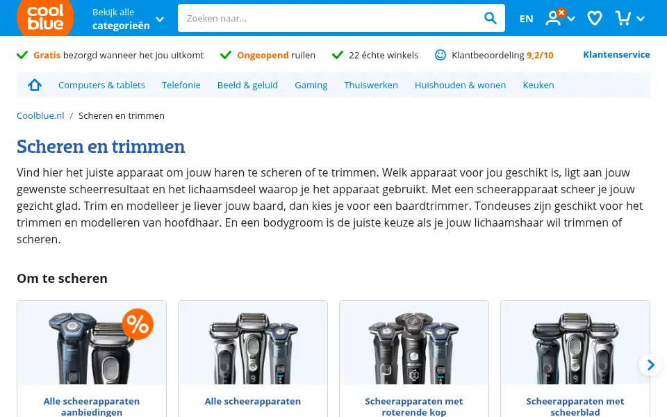 Screenshot of shavershop.nl