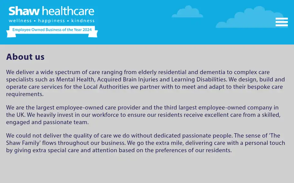 Screenshot of shaw.co.uk