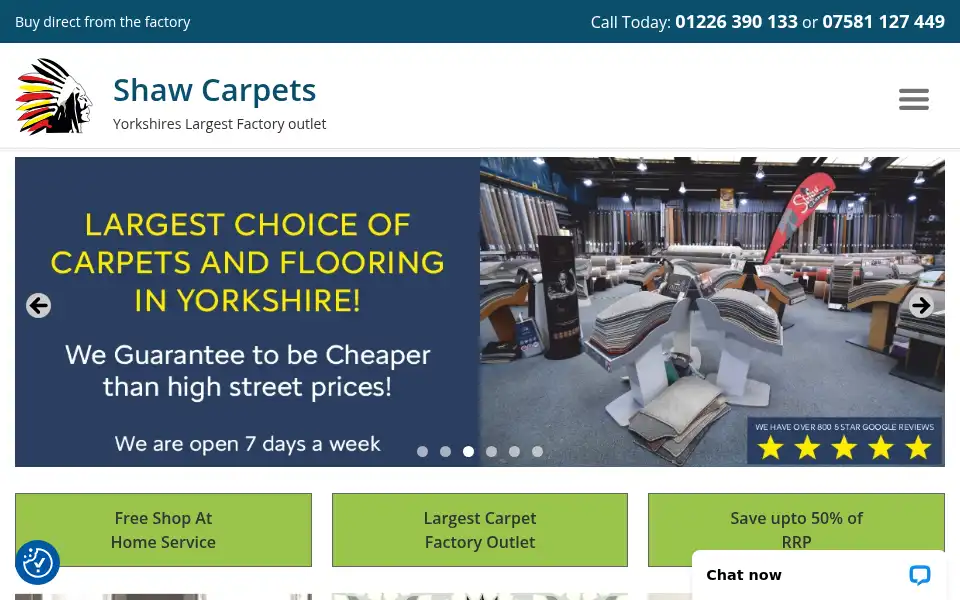 Screenshot of shawcarpets.co.uk
