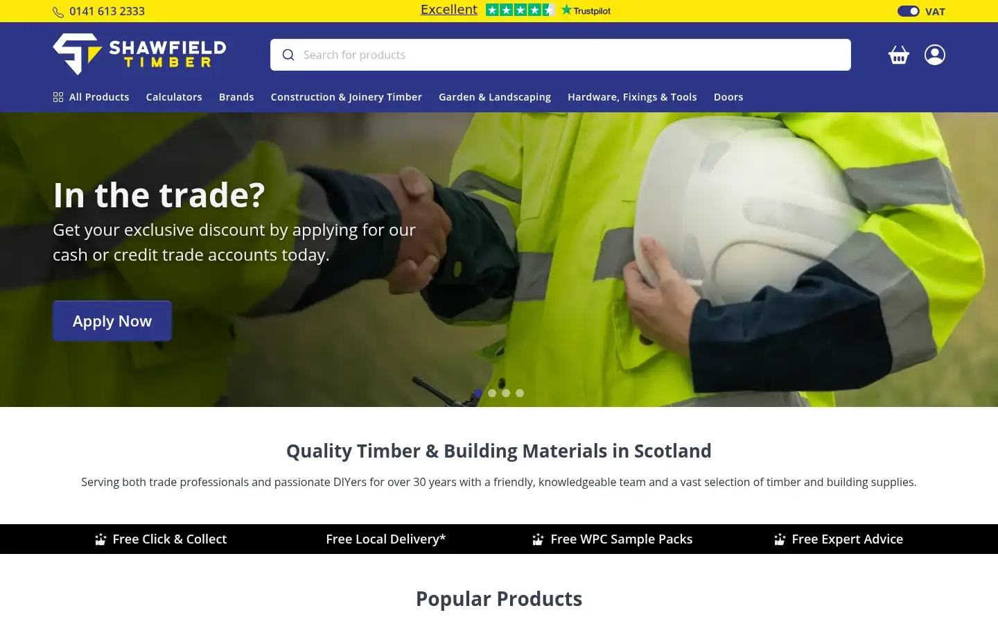 Screenshot of shawfieldtimber.co.uk