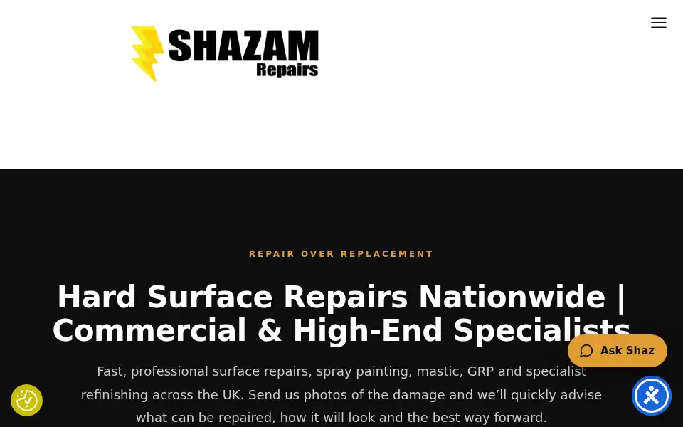 Screenshot of shazamrepairs.co.uk