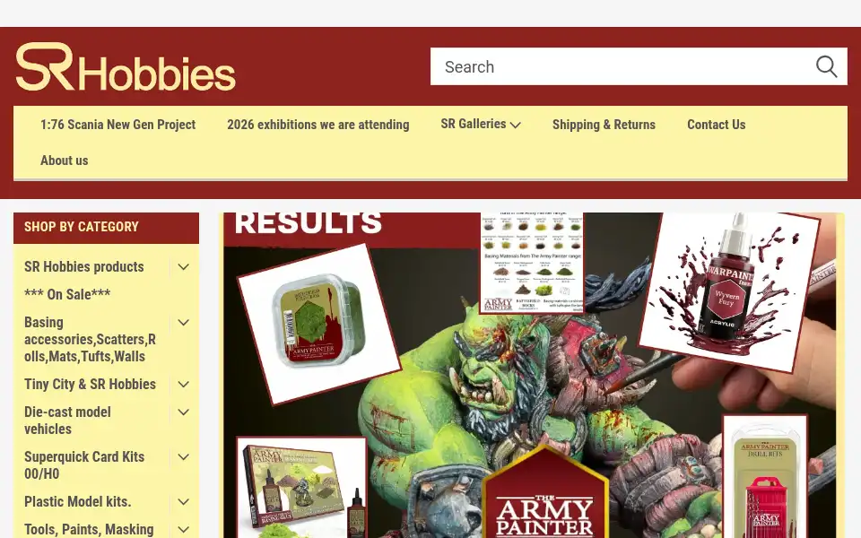 Screenshot of shedringhobbies.co.uk