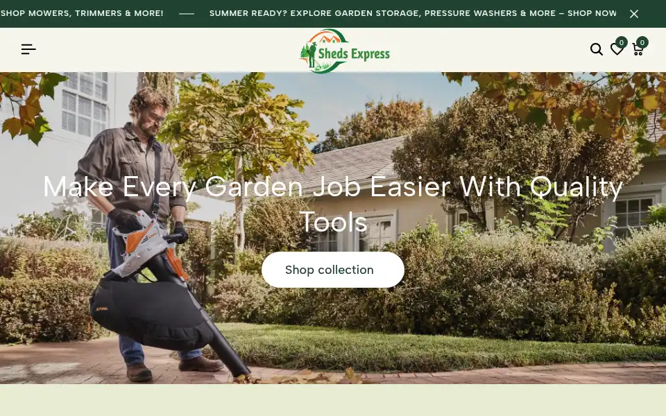 Screenshot of shedsexpress.co.uk