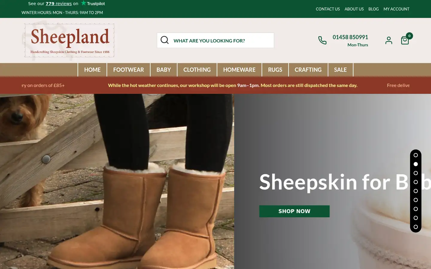 Screenshot of sheepskin.co.uk