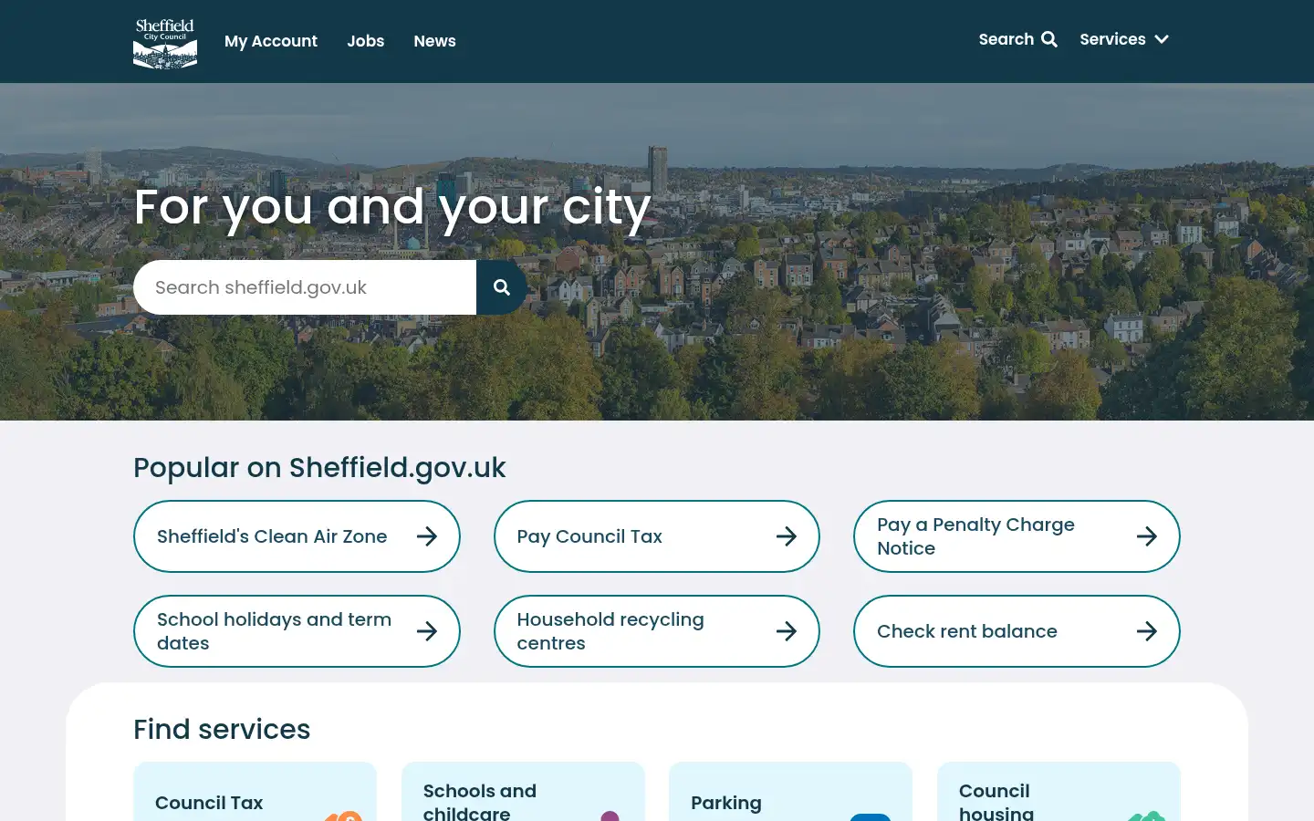 Screenshot of sheffield.gov.uk