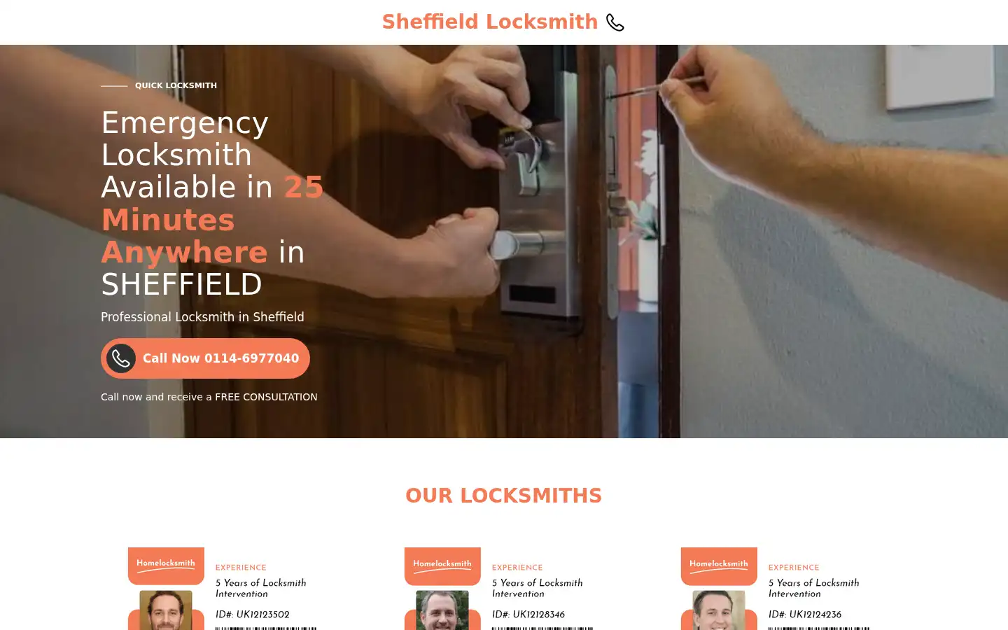 Screenshot of sheffield.homelocksmith.co.uk
