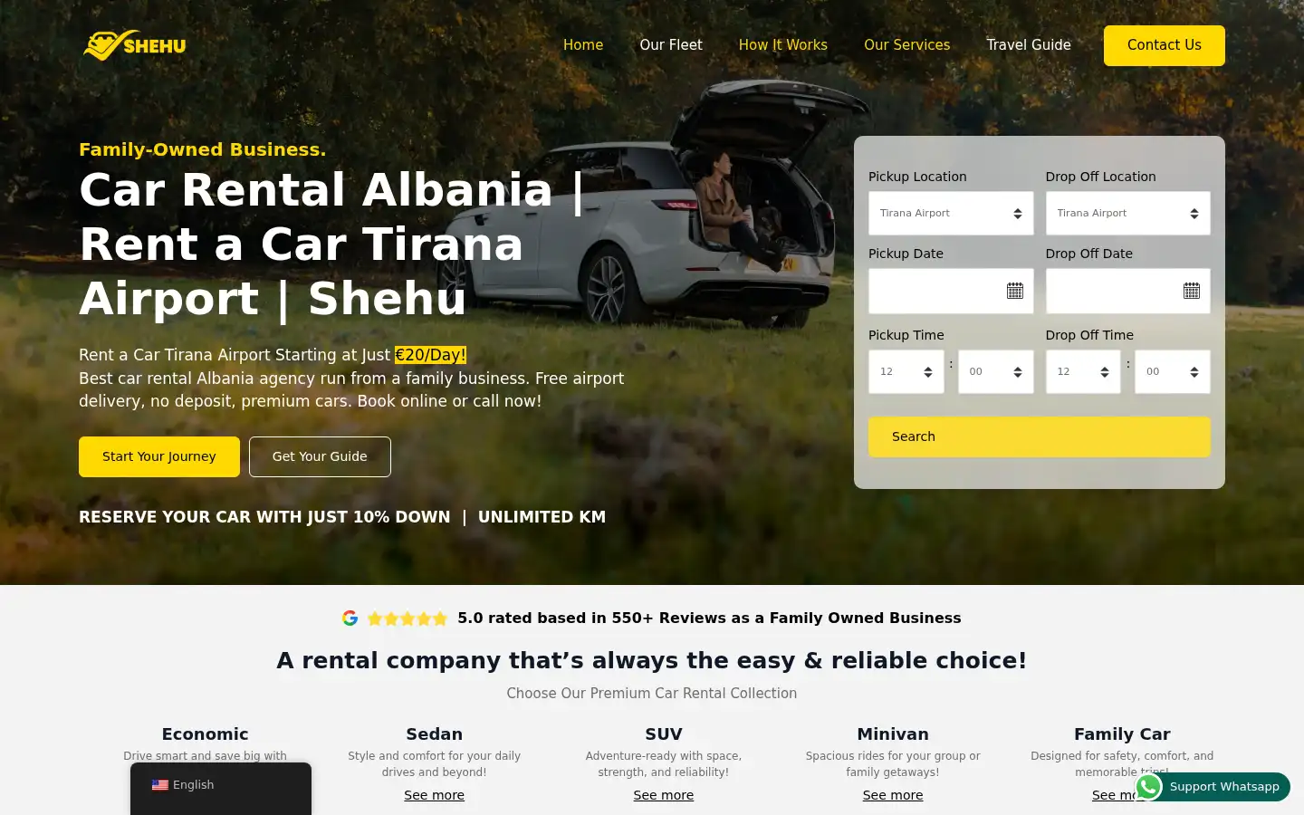 Screenshot of shehurentalcars.al