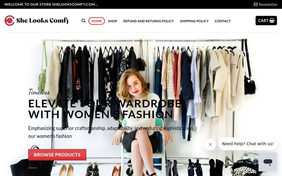Screenshot of shelookscomfy.com