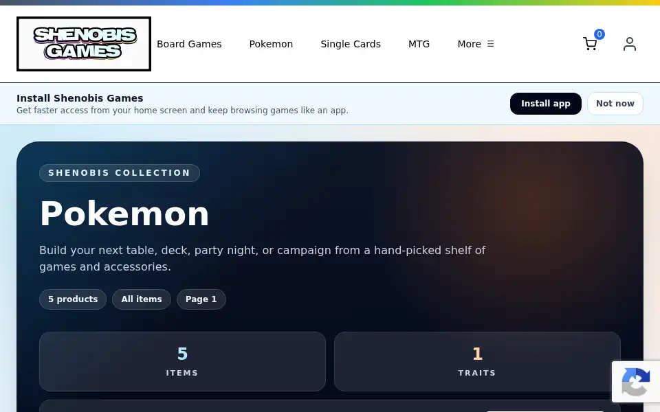 Screenshot of shenobisgames.co.uk