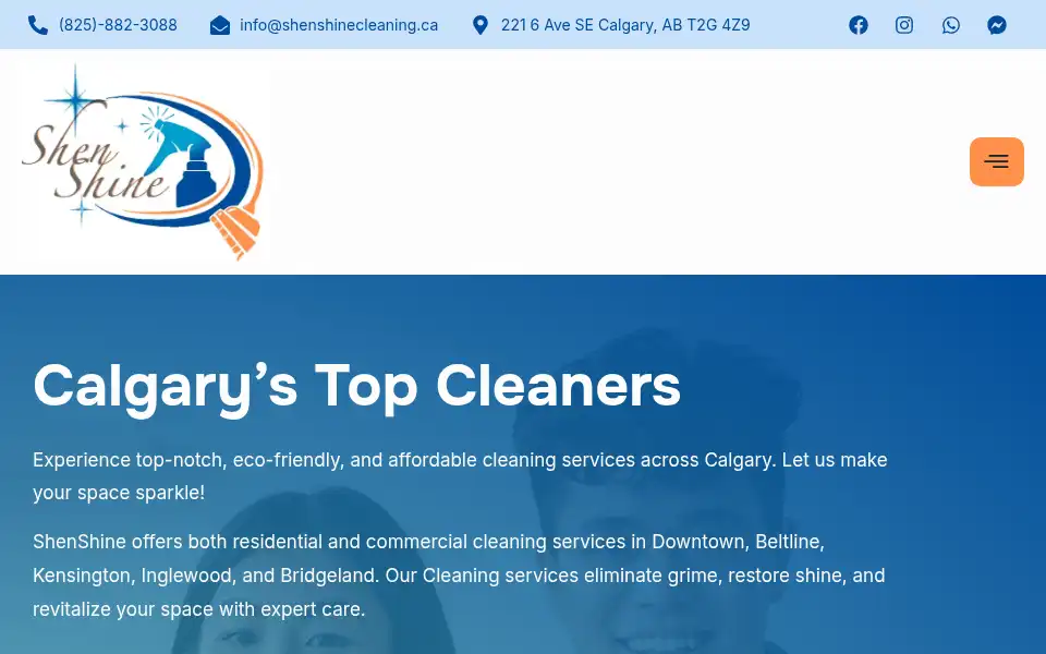 Screenshot of shenshinecleaning.ca