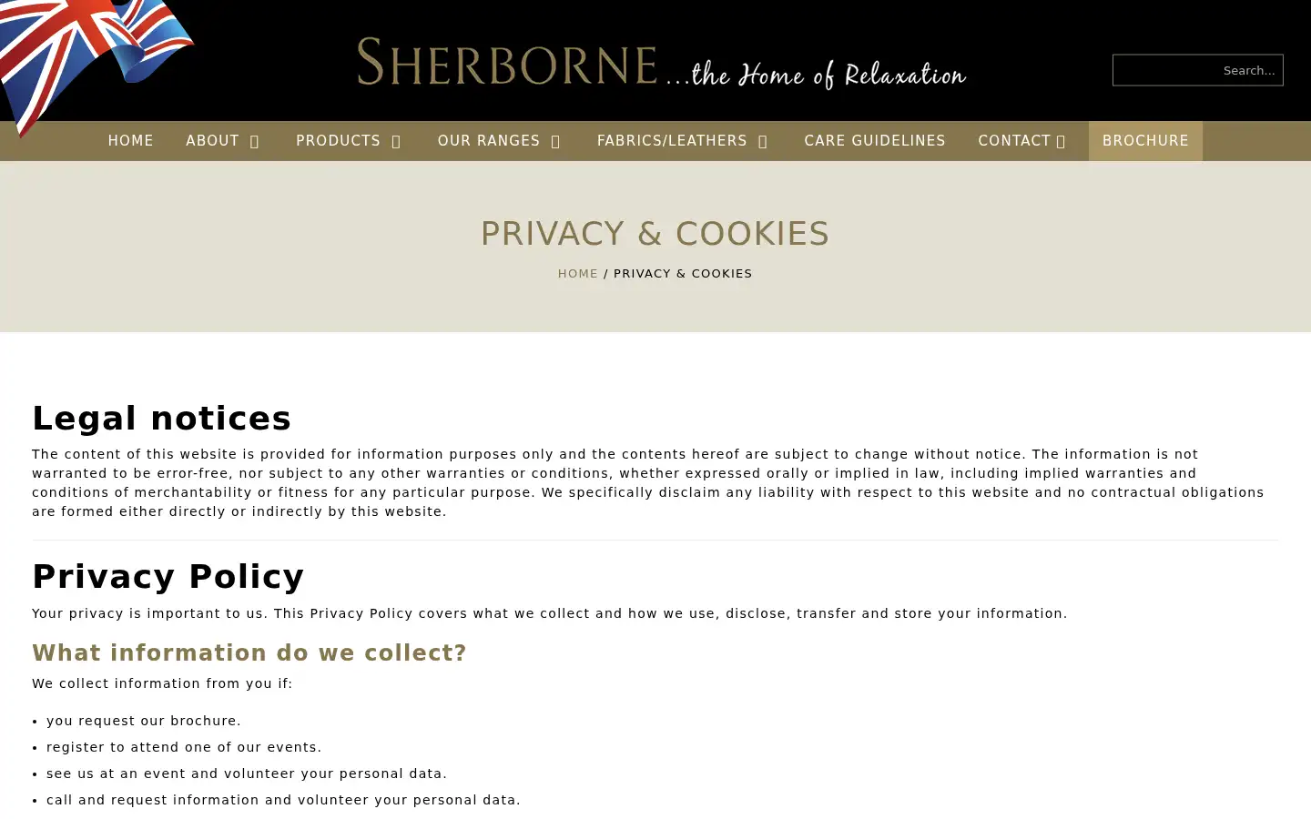 Screenshot of sherborneupholstery.co.uk