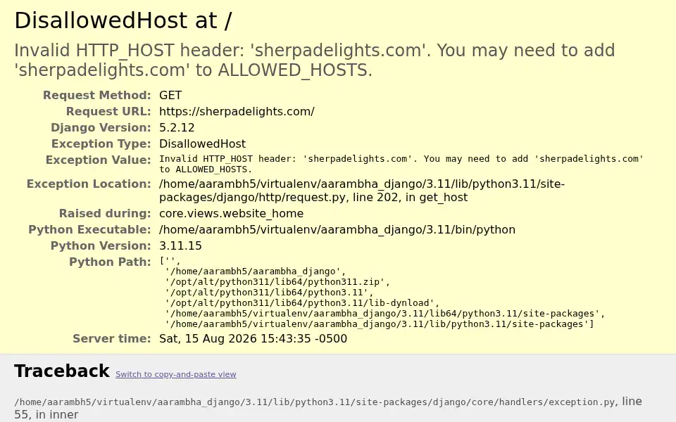 Screenshot of sherpadelights.com