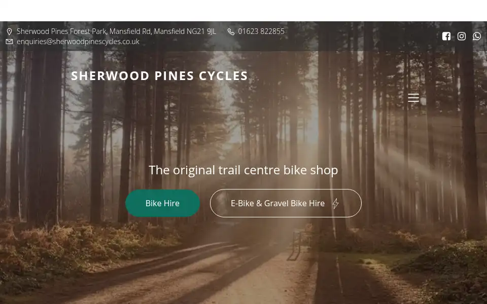 Screenshot of sherwoodpinescycles.co.uk