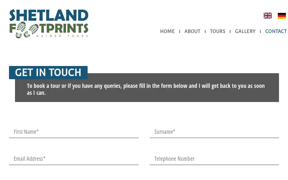 Screenshot of shetlandfootprints.com
