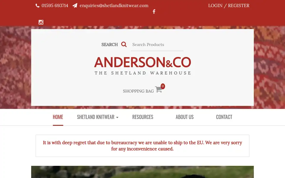 Screenshot of shetlandknitwear.com