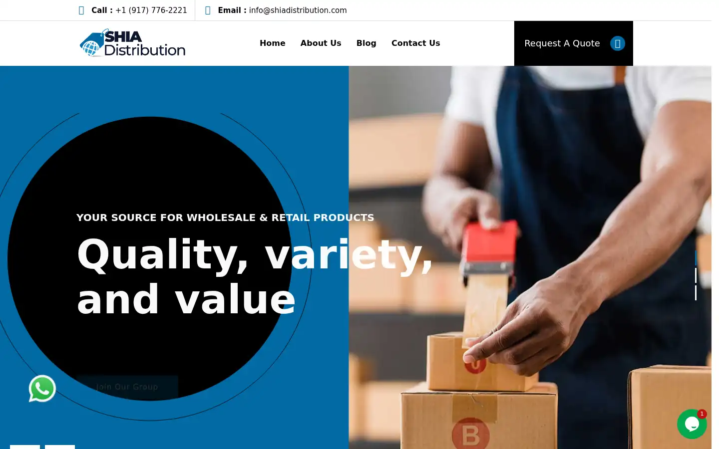 Screenshot of shiadistribution.com
