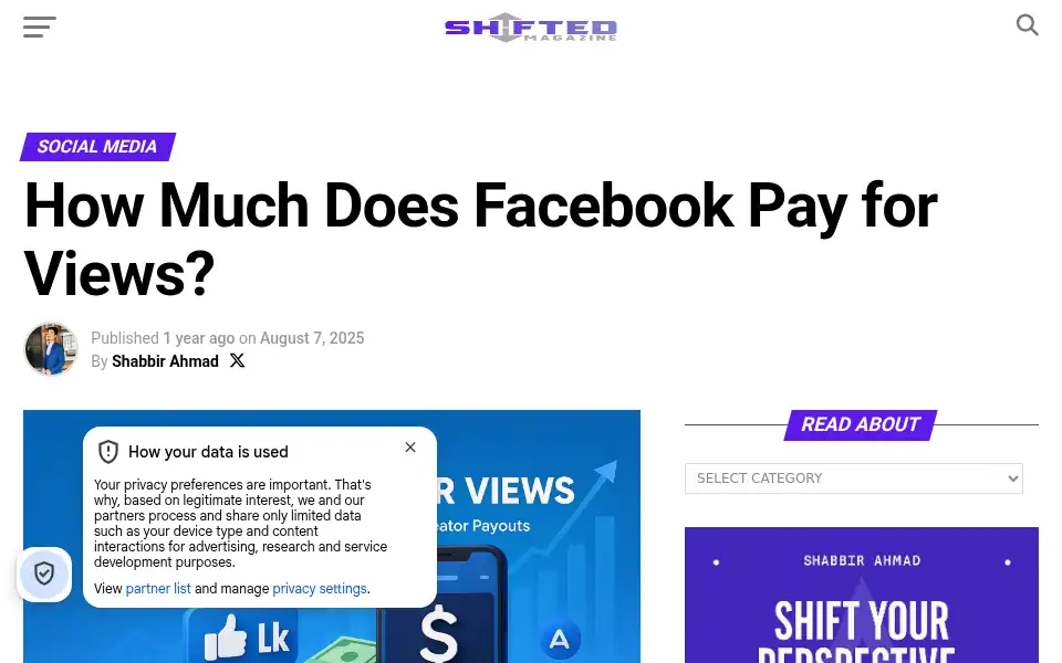 Screenshot of shiftedmag.com