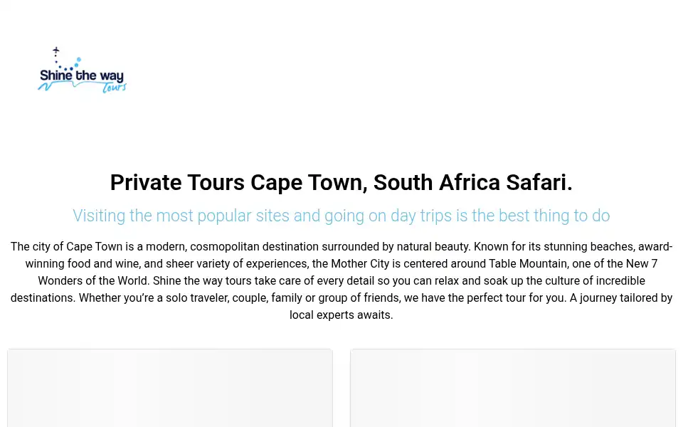 Screenshot of shinethewaytours.co.za