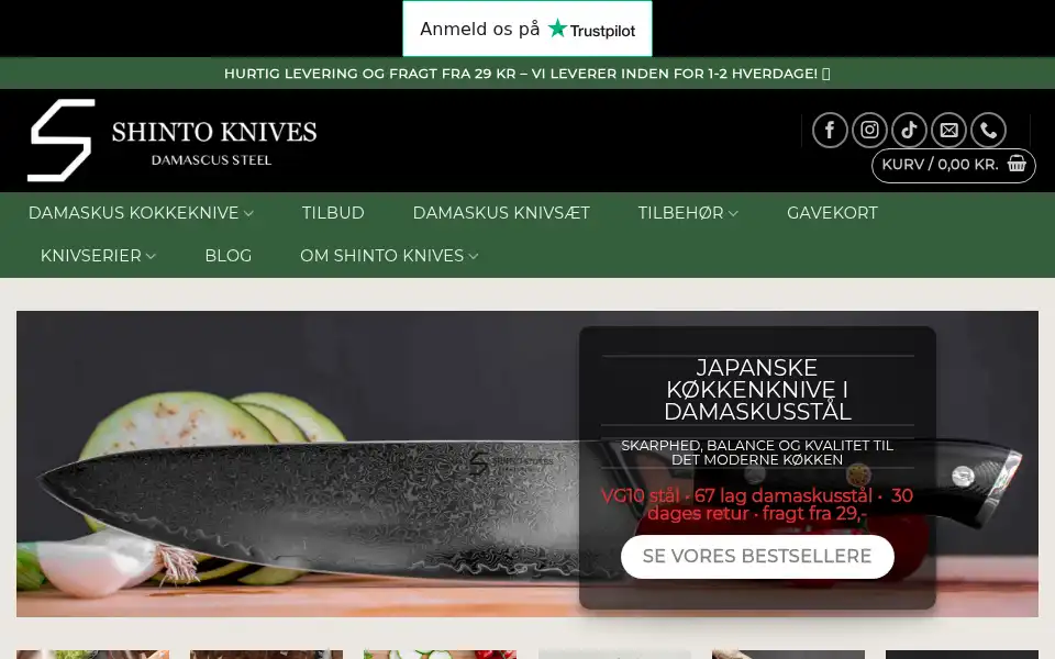 Screenshot of shintoknives.dk