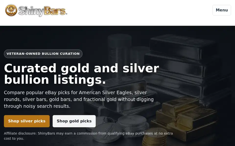 Screenshot of shinybars.com