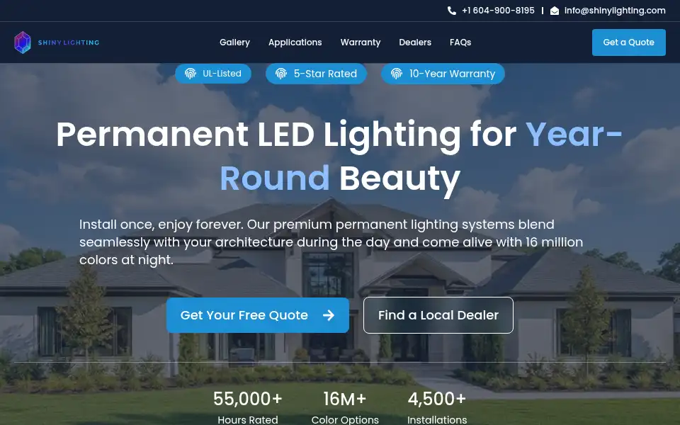 Screenshot of shinylighting.com