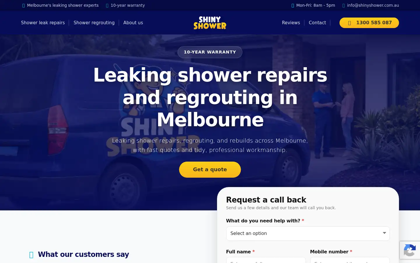 Screenshot of shinyshower.com.au