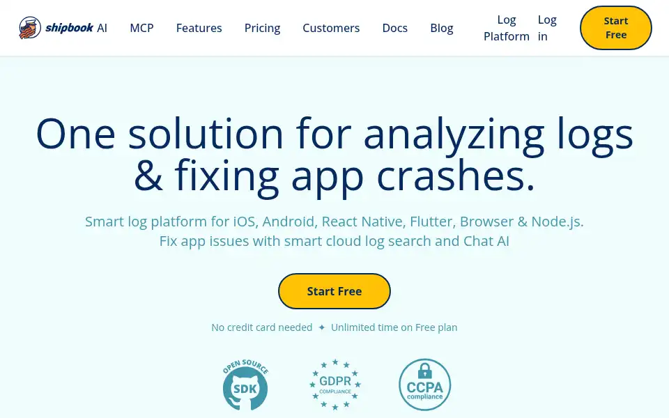 Screenshot of shipbook.io