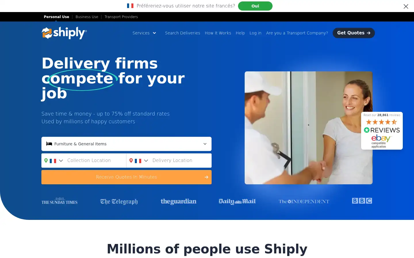 Screenshot of shiply.com