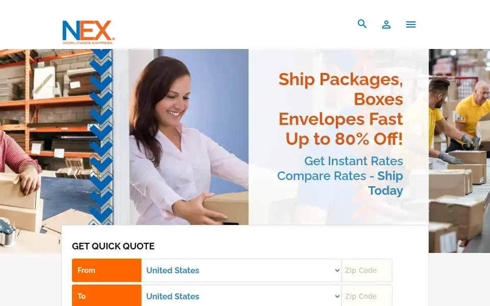 Screenshot of shipnex.com