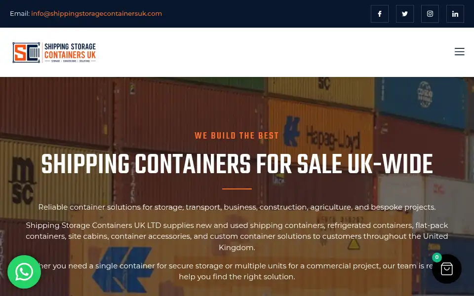 Screenshot of shippingstoragecontainersuk.com