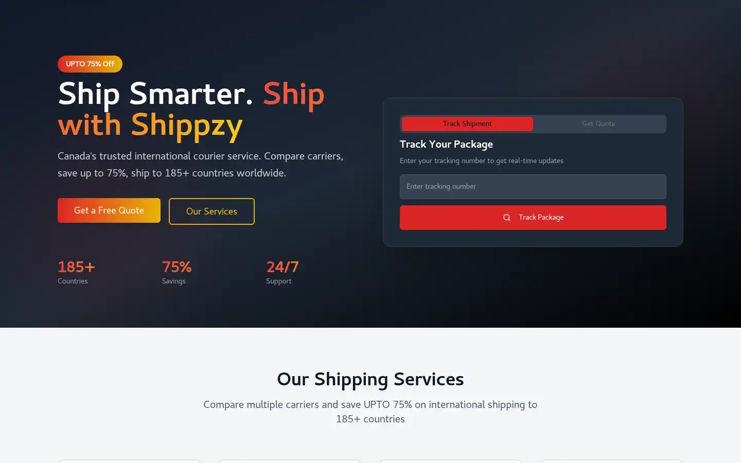 Screenshot of shippzy.ca