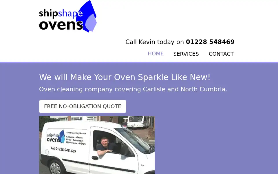 Screenshot of shipshapeovens.co.uk
