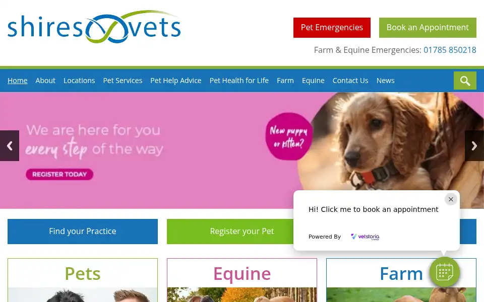 Screenshot of shiresvets.com