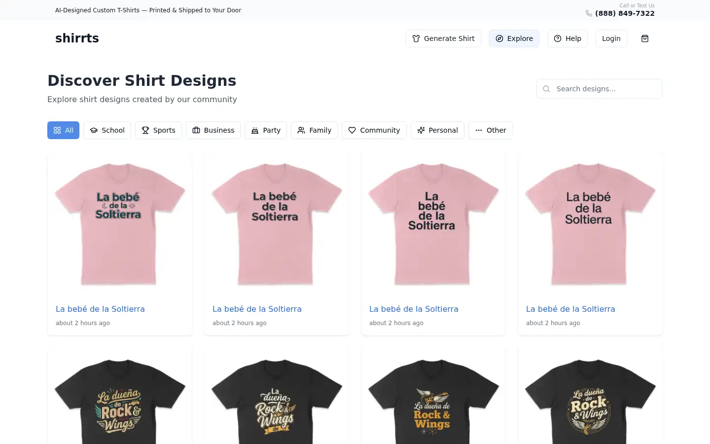 Screenshot of shirrts.com