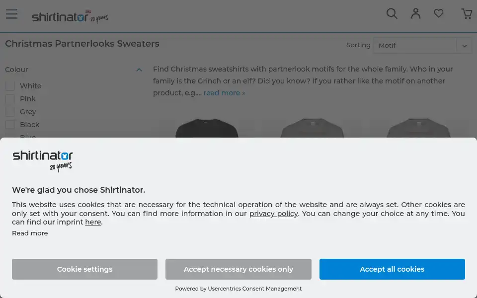 Screenshot of shirtinator.co.uk