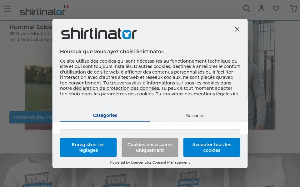 Screenshot of shirtinator.fr