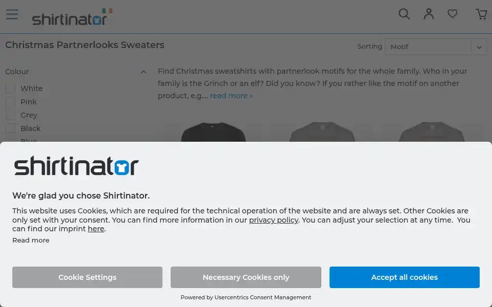 Screenshot of shirtinator.ie