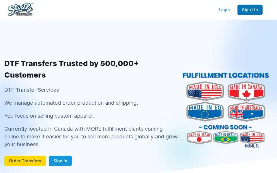 Screenshot of shirtly.com