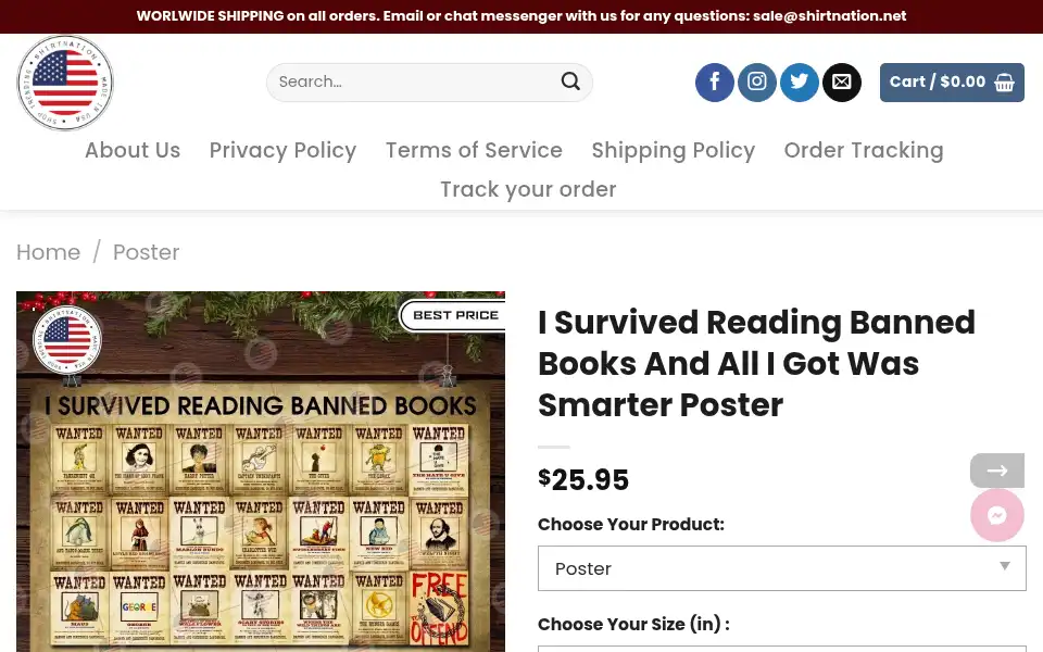 Screenshot of shirtnation.net