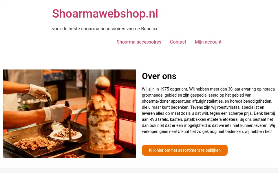 Screenshot of shoarmawebshop.nl