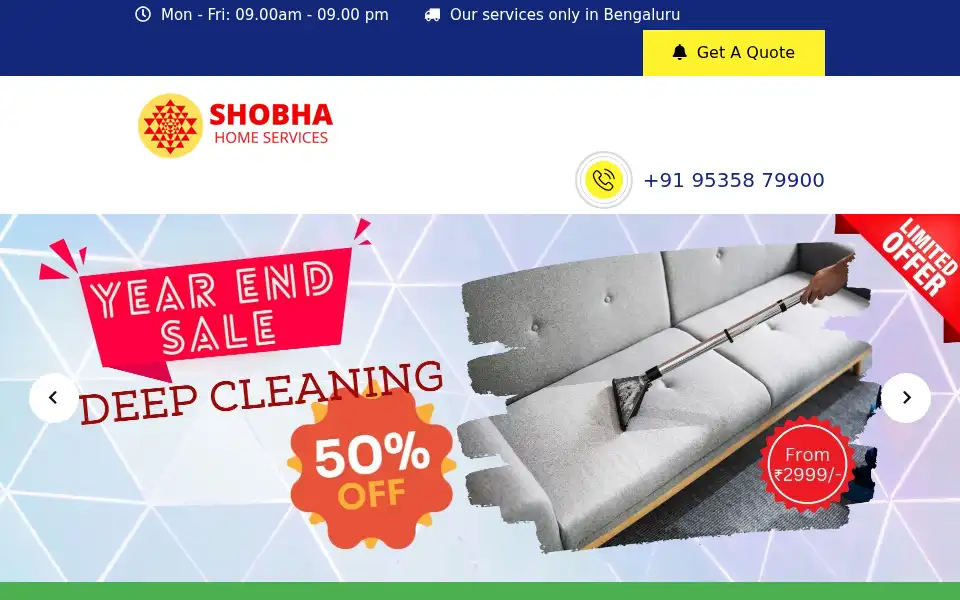Screenshot of shobhahomeservices.com