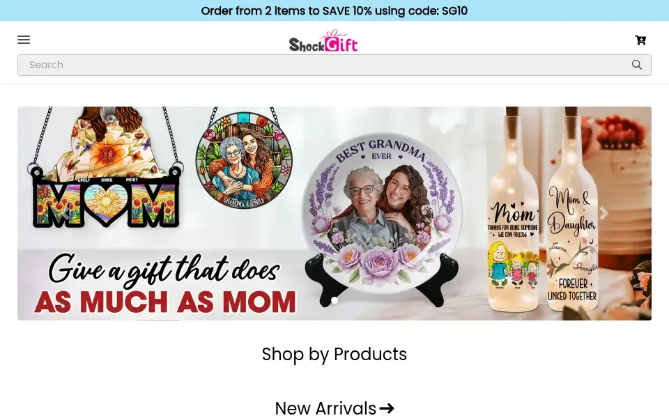 Screenshot of shockgift.com