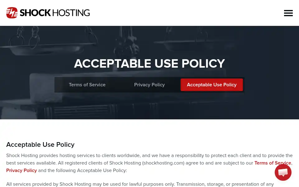 Screenshot of shockhosting.com