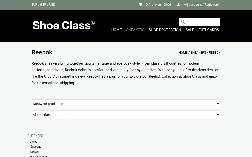 Screenshot of shoeclass.be